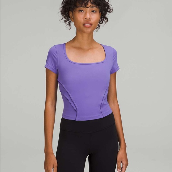 Lululemon Square Neck Mesh and Nulu Yoga T-Shirt - Picture 1 of 10